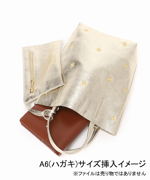 MARLON FIRENZE（マーロンフィレンツェ）の「MARLON/マーロン STARS EMBROIDERED TOTE（トートバッグ・レディース・ゴールド/シルバー・FREE）」の6枚目の写真