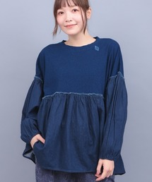 チチカカ | デニム×インディゴ天竺プルオーバー(Tシャツ/カットソー)