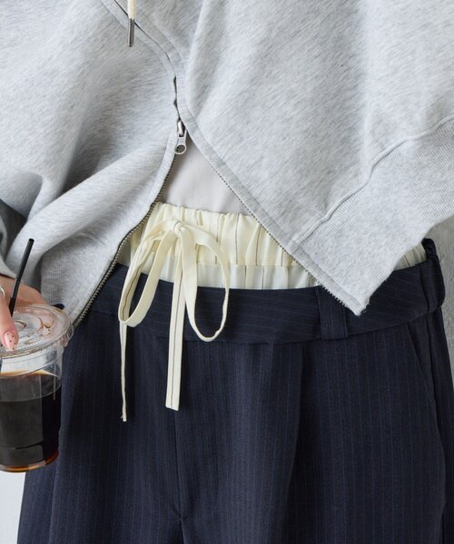 CIAOPANIC TYPY（チャオパニックティピー）の「【3サイズ展開】ダブルウエストワイドイージースラックス（スラックス・レディース・ベージュ/グレー/ブラック・SMALL/LARGE/MEDIUM）」の4枚目の写真