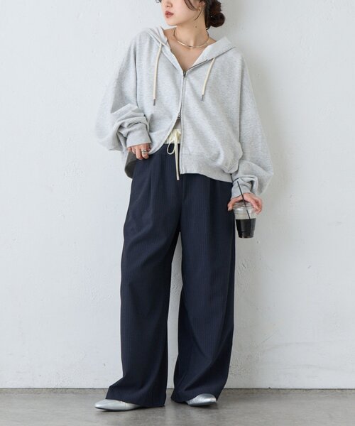 CIAOPANIC TYPY（チャオパニックティピー）の「【3サイズ展開】ダブルウエストワイドイージースラックス（スラックス・レディース・ベージュ/グレー/ブラック・SMALL/LARGE/MEDIUM）」の6枚目の写真