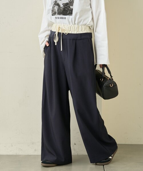 CIAOPANIC TYPY（チャオパニックティピー）の「【3サイズ展開】ダブルウエストワイドイージースラックス（スラックス・レディース・ベージュ/グレー/ブラック・SMALL/LARGE/MEDIUM）」の9枚目の写真