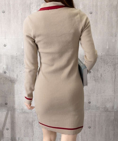 Miniministore(ミニミニストア)の「リボンタイミニワンピース配色ニットドレス(ワンピース・レディース・ブラック/ベージュ・FREE)」の9枚目の写真