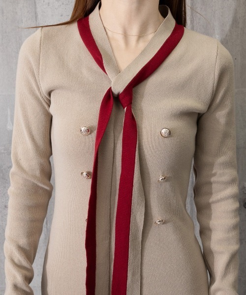Miniministore(ミニミニストア)の「リボンタイミニワンピース配色ニットドレス(ワンピース・レディース・ブラック/ベージュ・FREE)」の10枚目の写真