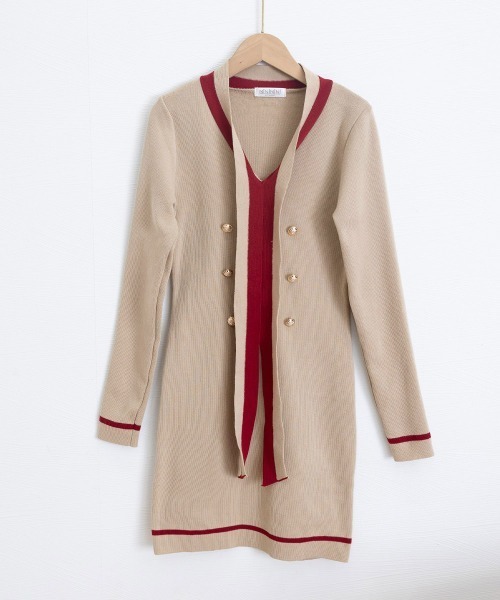 Miniministore(ミニミニストア)の「リボンタイミニワンピース配色ニットドレス(ワンピース・レディース・ブラック/ベージュ・FREE)」の11枚目の写真
