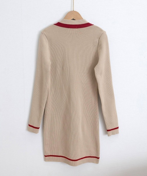 Miniministore(ミニミニストア)の「リボンタイミニワンピース配色ニットドレス(ワンピース・レディース・ブラック/ベージュ・FREE)」の3枚目の写真