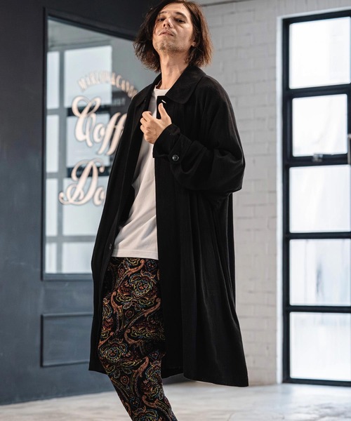 CAMBIO（カンビオ）の「mj11353-Rayon Linen Soutien Collar Shirt Coat シャツコート(S63626cmb)（ステンカラーコート・メンズ・ブラック/ベージュ/キナリ・S/M/L）」の3枚目の写真