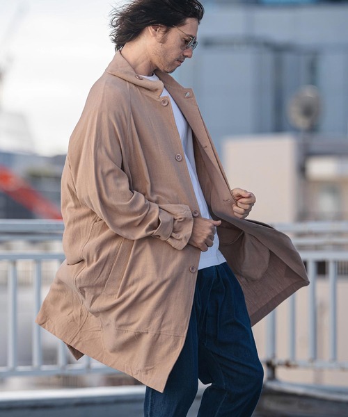 CAMBIO（カンビオ）の「mj11353-Rayon Linen Soutien Collar Shirt Coat シャツコート(S63626cmb)（ステンカラーコート・メンズ・ブラック/ベージュ/キナリ・S/M/L）」の4枚目の写真