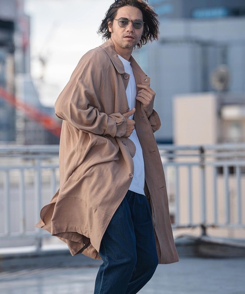 CAMBIO（カンビオ）の「mj11353-Rayon Linen Soutien Collar Shirt Coat シャツコート(S63626cmb)（ステンカラーコート・メンズ・ブラック/ベージュ/キナリ・S/M/L）」の5枚目の写真