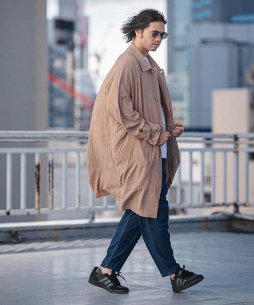 CAMBIO（カンビオ）の「mj11353-Rayon Linen Soutien Collar Shirt Coat シャツコート(S63626cmb)（ステンカラーコート・メンズ・ブラック/ベージュ/キナリ・S/M/L）」の8枚目の写真