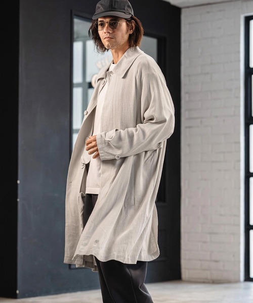 CAMBIO（カンビオ）の「mj11353-Rayon Linen Soutien Collar Shirt Coat シャツコート(S63626cmb)（ステンカラーコート・メンズ・ブラック/ベージュ/キナリ・S/M/L）」の11枚目の写真