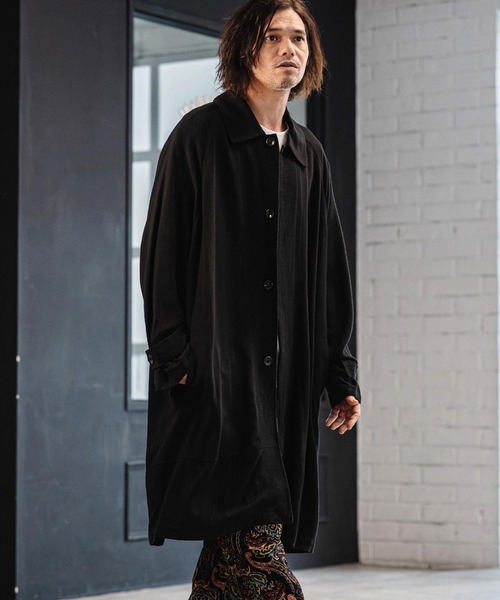 CAMBIO（カンビオ）の「mj11353-Rayon Linen Soutien Collar Shirt Coat シャツコート(S63626cmb)（ステンカラーコート・メンズ・ブラック/ベージュ/キナリ・S/M/L）」の14枚目の写真