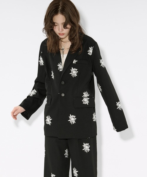 Ezick(エジック)の「Embroidery single jacket 刺繍シングルジャケット(テーラードジャケット・レディース・グレー/ブラック・FREE)」の15枚目の写真