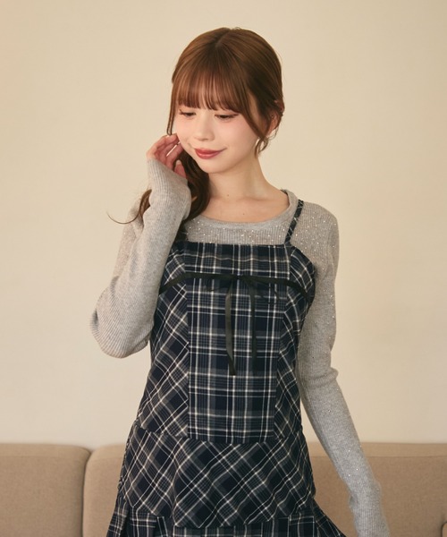 TITTY&CO.（ティティーアンドコー）の「プリーツキャミワンピース（ワンピース・レディース・ネイビー/ブラック・FREE）」の8枚目の写真