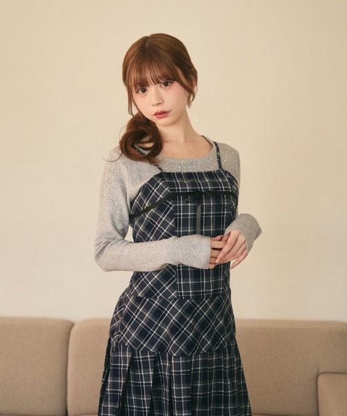 TITTY&CO.（ティティーアンドコー）の「プリーツキャミワンピース（ワンピース・レディース・ネイビー/ブラック・FREE）」の9枚目の写真