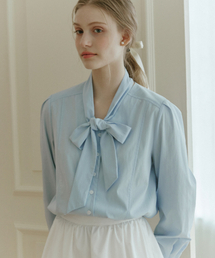 V-neck Tie Blouse - Sky Blue