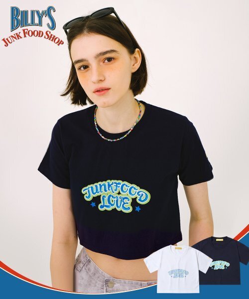 MAINBOOTH(メインブース)の「Junkfood Crop T-shirt(NAVY)(Tシャツ/カットソー・レディース・その他・ONE SIZE)」の1枚目の写真