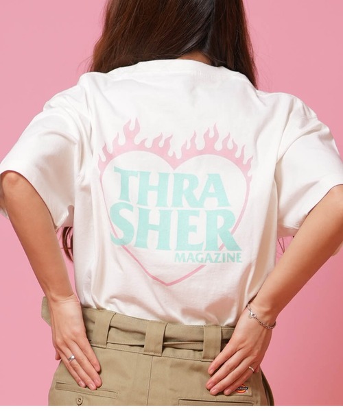 THRASHER(スラッシャー)の「THRASHER/スラッシャー 半袖 Tシャツ レディース プリントSSTEE ムラサキ限定 262TH2ST086(Tシャツ/カットソー・レディース・ピンク/グリーン/ホワイト/グレー・FREE)」の1枚目の写真