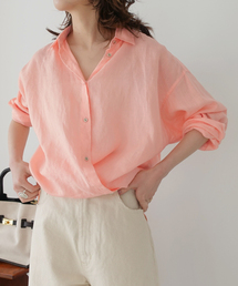 Spick & Span | 《程よくすっきりサイズ》 80リネンカシュクール ミディシャツ(シャツ/ブラウス)