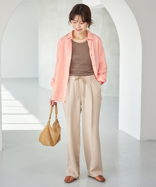 Spick & Span（スピックアンドスパン）の「《程よくすっきりサイズ》 80リネンカシュクール ミディシャツ（シャツ/ブラウス・レディース・サックスブルー/ネイビー/バーガンディー/ホワイト・FREE）」の10枚目の写真