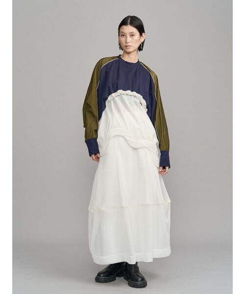 UN3D.（アンスリード）の「WAVE HEM PADDED TOP / ウェーブヘムパデッドトップ（タンクトップ・レディース・ブラック/ホワイト・38/36）」の4枚目の写真