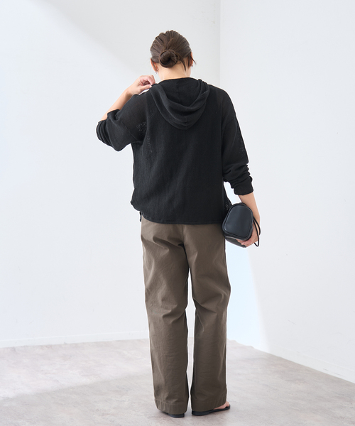 FRAMeWORK（フレームワーク）の「メッシュフードプルオーバー（Tシャツ/カットソー・レディース・ブラック/ホワイト系その他・FREE）」の5枚目の写真