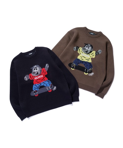 XLARGE(エクストララージ)の「GORILLA CREWNECK KNIT SWEATER(ニット/セーター・メンズ・ブラウン/ブラック・L/XL/M/S)」の7枚目の写真
