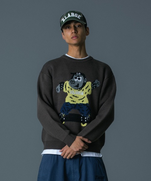 XLARGE(エクストララージ)の「GORILLA CREWNECK KNIT SWEATER(ニット/セーター・メンズ・ブラウン/ブラック・L/XL/M/S)」の13枚目の写真