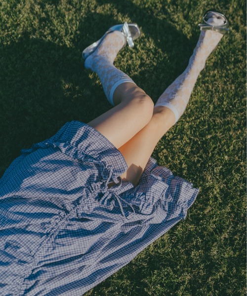 idem(イデム)の「drawstring gingham check onepiece / ドロストギャザーデザインチェックワンピース(ワンピース・レディース・ネイビー/ブルー・FREE)」の13枚目の写真