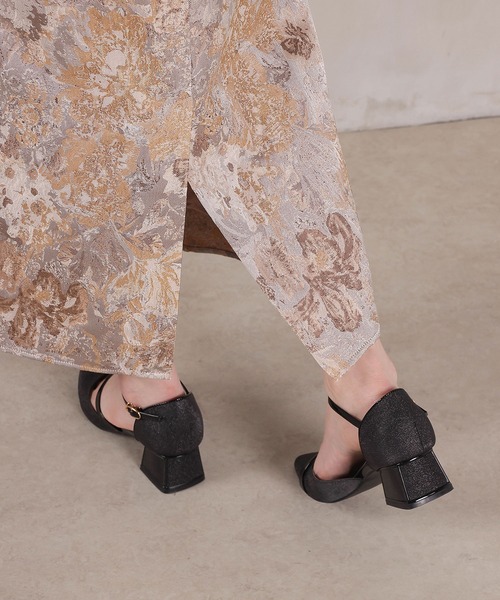 Kana（カナ）の「ハートネックフリルジャガードワンピースドレス パーティー 結婚式 お呼ばれ オケージョン（ドレス・レディース・ブラウン/ベージュ/ブルー・M）」の12枚目の写真