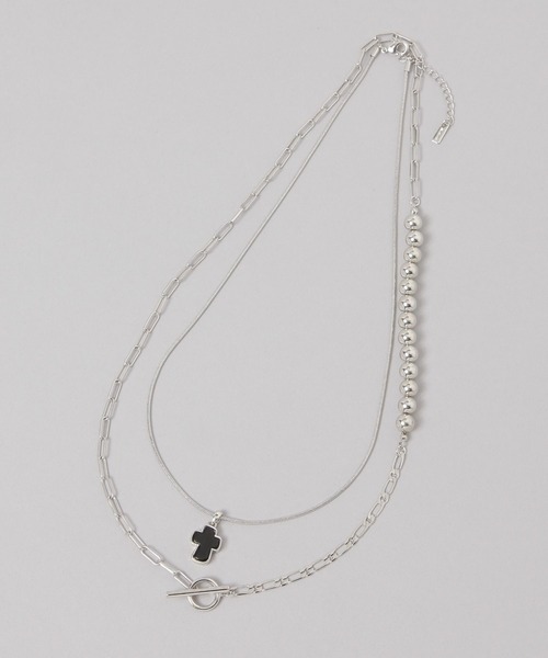 JEANASIS（ジーナシス）の「ストーンクロス2レンネックレス/638280（ネックレス・レディース・シルバー/ゴールド・FREE）」の3枚目の写真