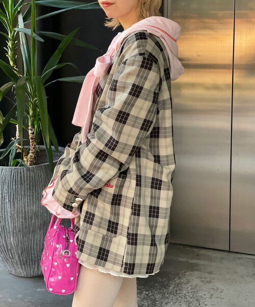 HELLO.SANFRANCISCO(ハローサンフランシスコ)の「【HELLO.SANFRANCISCO/ハローサンフランシスコ】フラワー釦チェックオーバージャケット(テーラードジャケット・レディース・ブルー/ブラック/イエロー・ONE SIZE)」の10枚目の写真