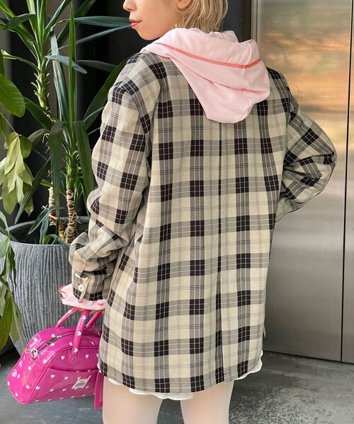 HELLO.SANFRANCISCO(ハローサンフランシスコ)の「【HELLO.SANFRANCISCO/ハローサンフランシスコ】フラワー釦チェックオーバージャケット(テーラードジャケット・レディース・ブルー/ブラック/イエロー・ONE SIZE)」の11枚目の写真