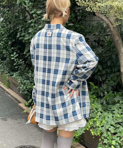 HELLO.SANFRANCISCO(ハローサンフランシスコ)の「【HELLO.SANFRANCISCO/ハローサンフランシスコ】フラワー釦チェックオーバージャケット(テーラードジャケット・レディース・ブルー/ブラック/イエロー・ONE SIZE)」の18枚目の写真