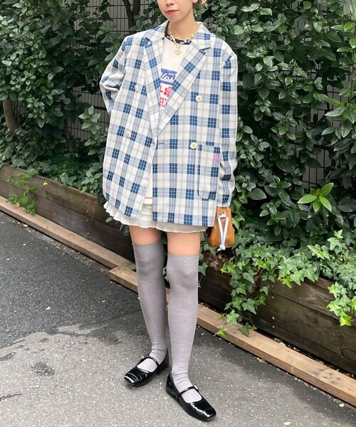 HELLO.SANFRANCISCO(ハローサンフランシスコ)の「【HELLO.SANFRANCISCO/ハローサンフランシスコ】フラワー釦チェックオーバージャケット(テーラードジャケット・レディース・ブルー/ブラック/イエロー・ONE SIZE)」の19枚目の写真