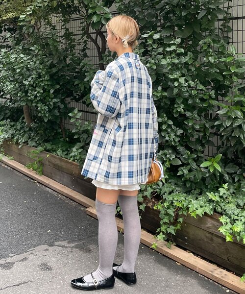 HELLO.SANFRANCISCO(ハローサンフランシスコ)の「【HELLO.SANFRANCISCO/ハローサンフランシスコ】フラワー釦チェックオーバージャケット(テーラードジャケット・レディース・ブルー/ブラック/イエロー・ONE SIZE)」の20枚目の写真