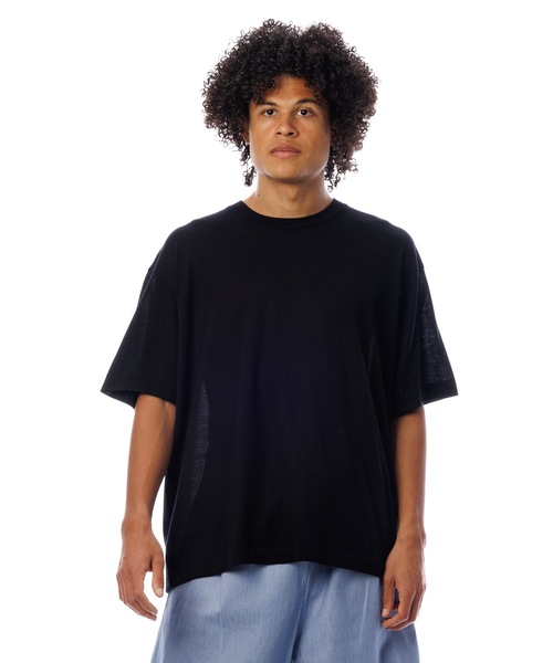 Sandinista(サンディニスタ)の「Premium Summer Wool T-Shirt / 上質サマーウールTシャツ(Tシャツ/カットソー・メンズ・ネイビー/イエロー/ブラック・SMALL/MEDIUM/LARGE)」の1枚目の写真