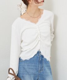 mystic | ギャザーレースリブカーディガン(Tシャツ/カットソー)