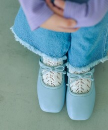 green label relaxing | スクエアリボン フラットシューズ / キッズ  17cm-23cm(バレエシューズ)