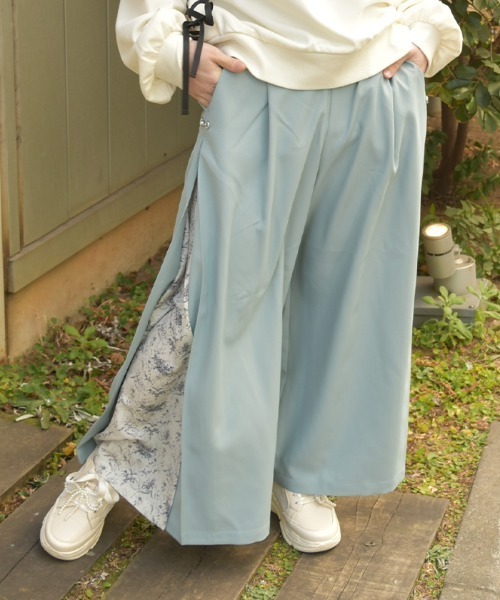 axes femme（アクシーズファム）の「サイド柄切替ワイドパンツ（その他パンツ・レディース・モカ/ミント/ブラック・FREE）」の3枚目の写真