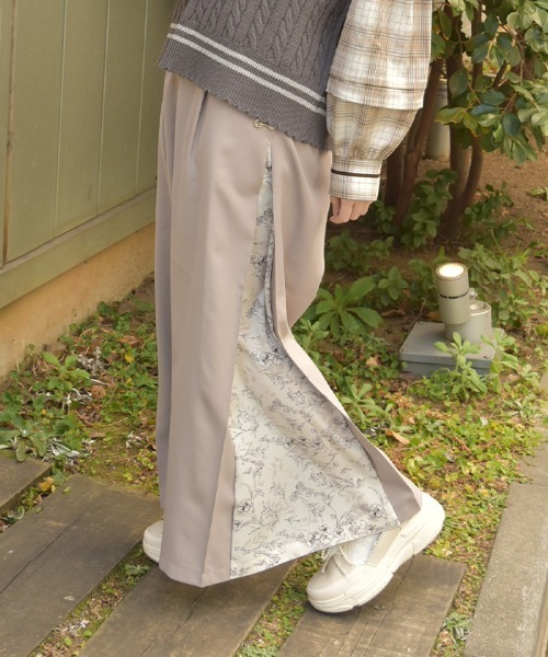 axes femme（アクシーズファム）の「サイド柄切替ワイドパンツ（その他パンツ・レディース・モカ/ミント/ブラック・FREE）」の4枚目の写真