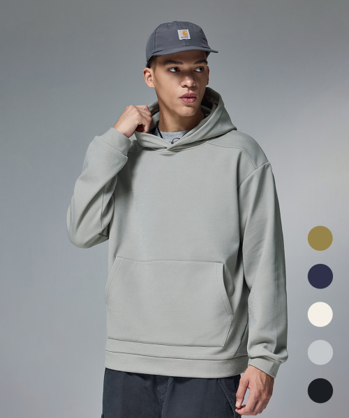 BUTTON SEOUL（ボタンソウル）の「4-Wayストレッチエアフレックススウェットフード（5カラー）（Tシャツ/カットソー・メンズ・グレー/ブラック/アイボリー/ネイビー/ベージュ系その他・MEDIUM/LARGE/X-LARGE）」の12枚目の写真