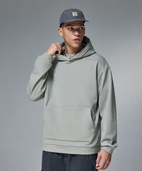 BUTTON SEOUL（ボタンソウル）の「4-Wayストレッチエアフレックススウェットフード（5カラー）（Tシャツ/カットソー・メンズ・グレー/ブラック/アイボリー/ネイビー/ベージュ系その他・MEDIUM/LARGE/X-LARGE）」の8枚目の写真