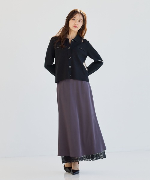 Andemiu（アンデミュウ）の「サテンレースマーメイドスカート656650（スカート・レディース・チャコールグレー/ベージュ・SMALL/MEDIUM）」の6枚目の写真