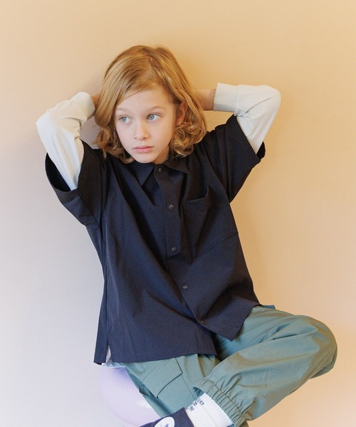 GLOBAL WORK（グローバルワーク）の「エアカルシャツ/618962（シャツ/ブラウス・キッズ・チャコールグレー/ブラック/ミント・150cm/140cm/130cm/160cm）」の7枚目の写真