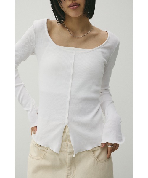 STYLEMIXER（スタイルミキサー）の「2WAYオープンカットトップ（Tシャツ/カットソー・レディース・ミント/ホワイト/ブラック・FREE）」の2枚目の写真