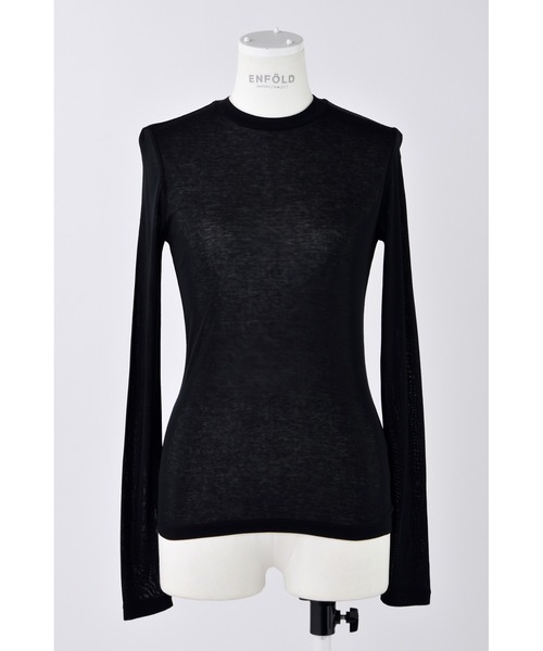 ENFOLD(エンフォルド)の「LONG-SLEEVE T-SHIRT(Tシャツ/カットソー・レディース・ブラック・38)」の1枚目の写真