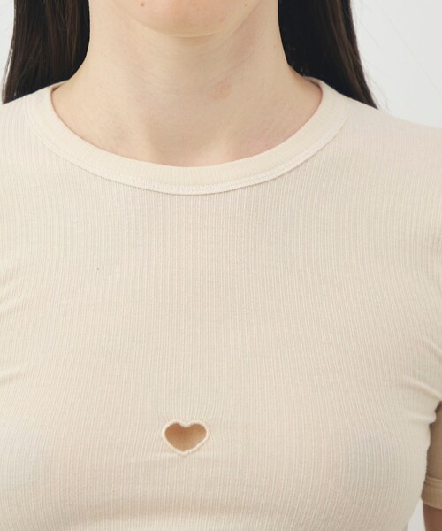 BASERANGE（ベースレンジ）の「BASERANGE HEART SHORT SLEEVE（Tシャツ/カットソー・レディース・ホワイト/ブラック・S）」の7枚目の写真