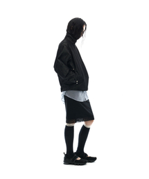 Metal Denim Bomber Jacket / Black