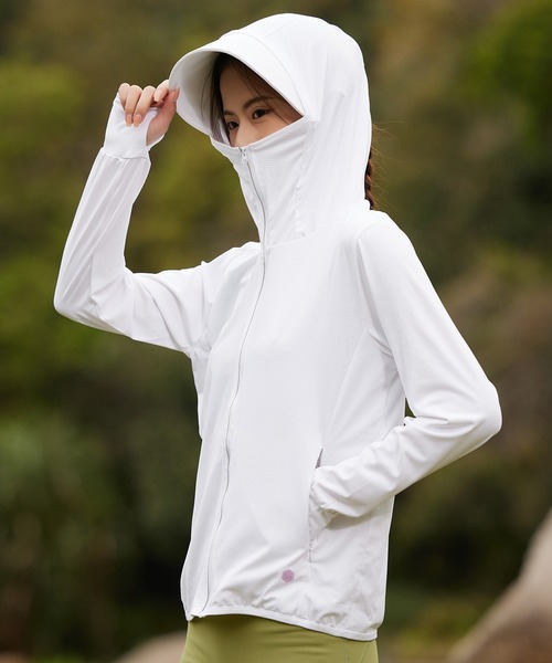 SAISON DE PAPILLON（セゾンドパピヨン）の「【2026SS新作】UPF50+ 冷感素材 UVカットパーカー長袖ラッシュガード 日焼け止めパーカー フーデットきれいめカジュアル（パーカー・レディース・ベージュ/ピンク/ホワイト/ブルー/グレー・XXL/XL/L/M）」の2枚目の写真