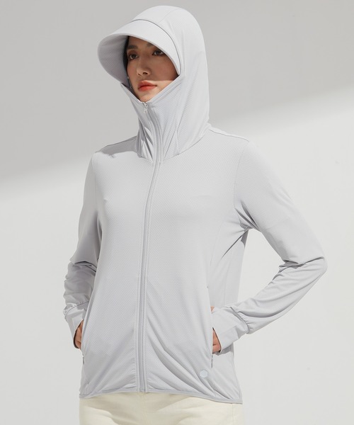 SAISON DE PAPILLON（セゾンドパピヨン）の「【2026SS新作】UPF50+ 冷感素材 UVカットパーカー長袖ラッシュガード 日焼け止めパーカー フーデットきれいめカジュアル（パーカー・レディース・ベージュ/ピンク/ホワイト/ブルー/グレー・XXL/XL/L/M）」の6枚目の写真